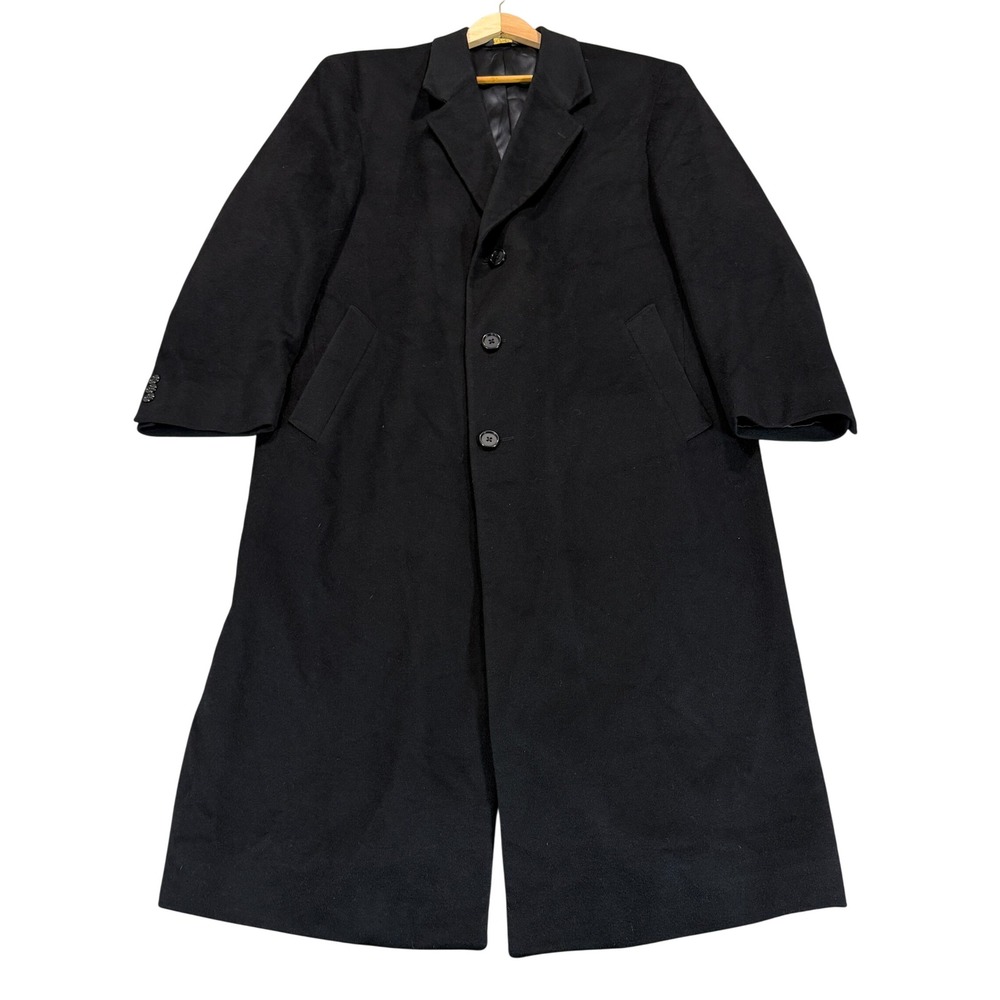 Nordstrom Loro Piana Cashmere Overcoat Mens 46L Black Long Overcoat USA Jacket